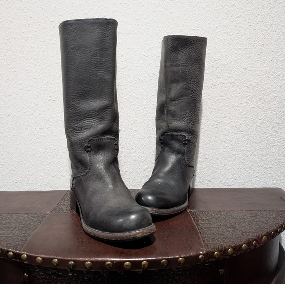 Frye Vintage Tall Knee High Campus Black Leather Boho Western Boots Women's 7
